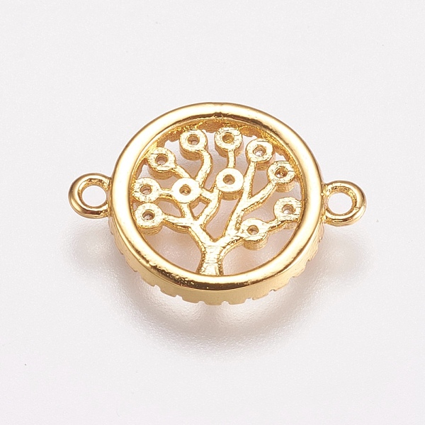 

PandaHall Brass Micro Pave Cubic Zirconia Links, Clear, Flat Round with Tree of Life, Golden, 12x16x2mm, Hole: 1mm Brass+Cubic Zirconia Flat...