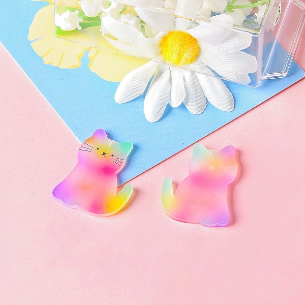 

PandaHall Colorful Acrylic Pendants, Cat, 38x30mm Acrylic Cat Shape