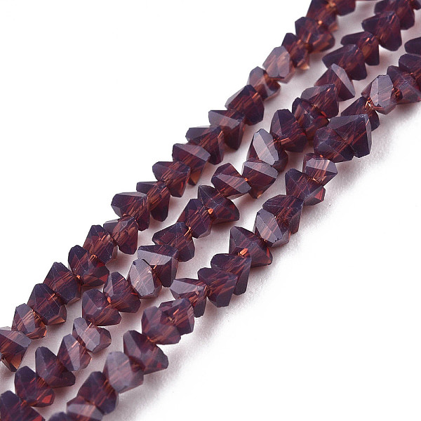 

PandaHall Opaque Solid Color Glass Beads Strands, Faceted Triangle, Old Rose, 3x2x2mm, Hole: 0.8mm, about 150~152pcs/strand, 10.43...