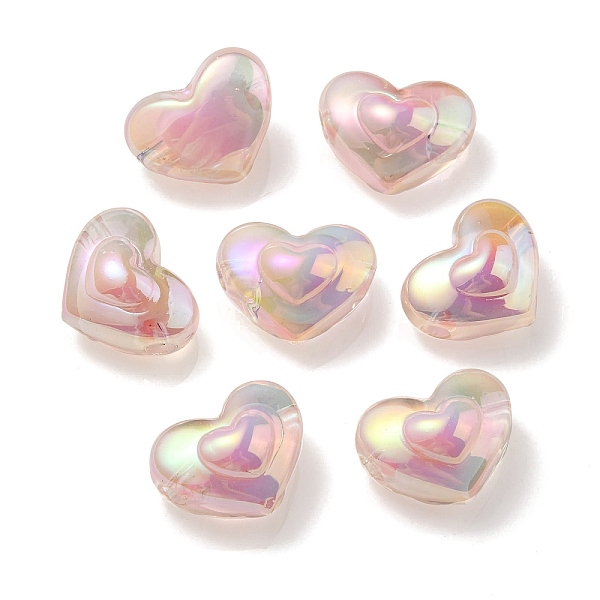 

PandaHall UV Plating Rainbow Iridescent Transparent Acrylic Beads, Two Tone, Heart, Pink, 13x16.5x9mm, Hole: 3mm Acrylic Heart Pink