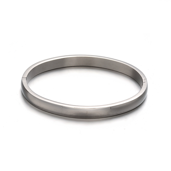 

PandaHall Fashionable Unisex 304 Stainless Steel Bangles, Stainless Steel Color, 53x64mm 304 Stainless Steel