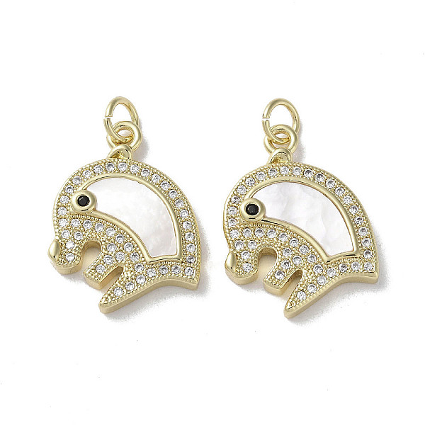 

PandaHall Brass Micro Pave Cubic Zirconia Pendants, with Shell, Elephant, Real 18K Gold Plated, 21x16x3.5mm, Hole: 3mm Brass+Cubic..., Clear