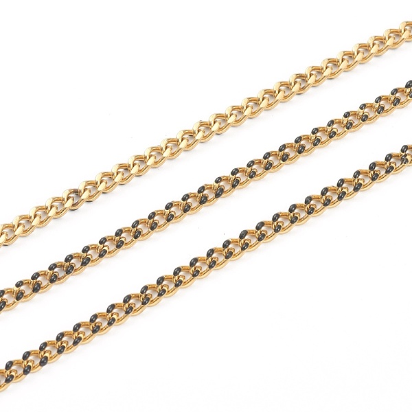 

PandaHall Handmade 304 Stainless Steel Enamel Curb Chains,Golden, with Spool, Unwelded, Long-Lasting Plated, Oval, Black, 5x4x1.5mm, , 32.8...
