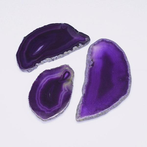 

PandaHall Natural Agate Pendants, Dyed, Nuggets, Purple, 60~85x35~55x5mm, Hole: 2mm Natural Agate Nuggets Purple
