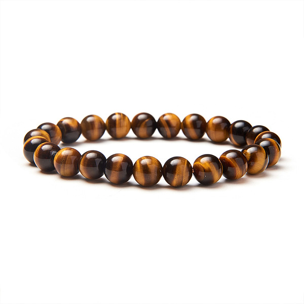 

PandaHall Natural Tiger Eye Round Beads Stretch Bracelets, 50~52mm Tiger Eye