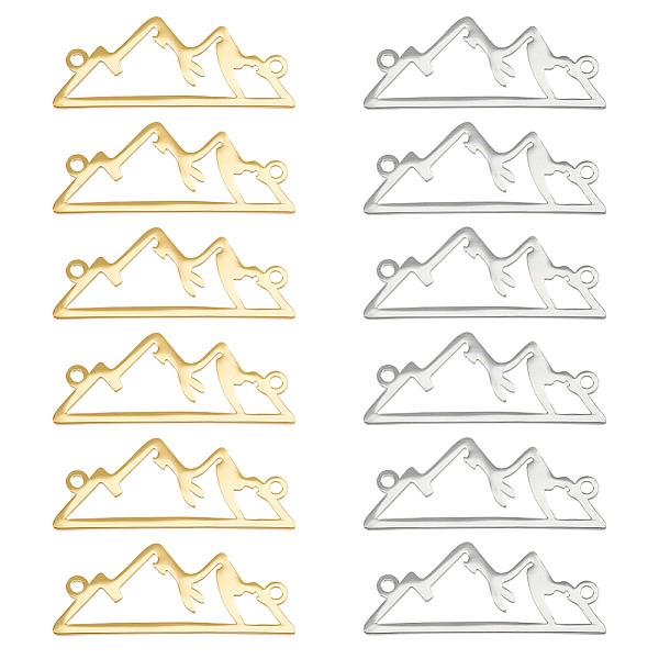 

PandaHall Unicraftale 20Pcs 2 Colors Stainless Steel Outline Connector Charms, Mountain Links, Golden & Stainless Steel Color, 26x10x1mm...