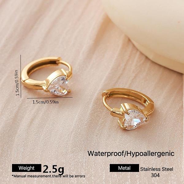 Boucles d'oreilles créoles en acier inoxydable 304 serties de zirconiums cubiques transparents pour femmes