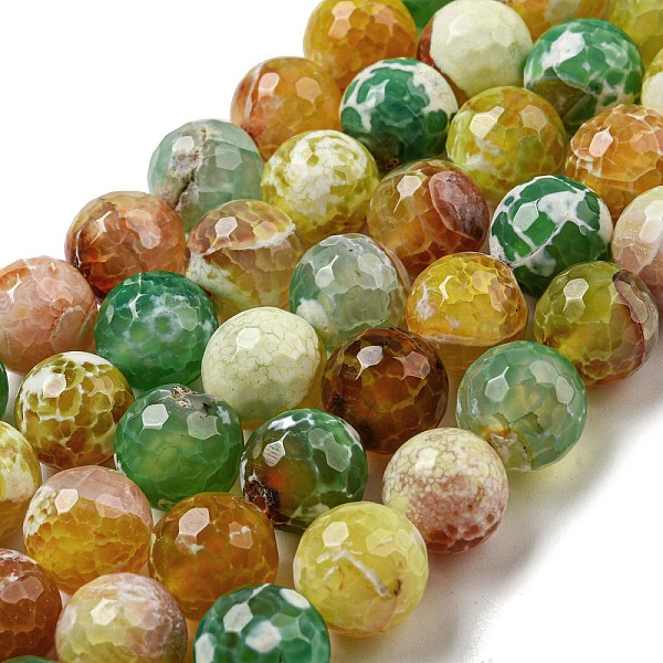 

PandaHall Faceted Natural Fire Crackle Agate Beads Strands, Round, Dyed & Heated, Mixed Color, 12mm, Hole: 1.6mm, about 31pcs/strand..., Multicolor