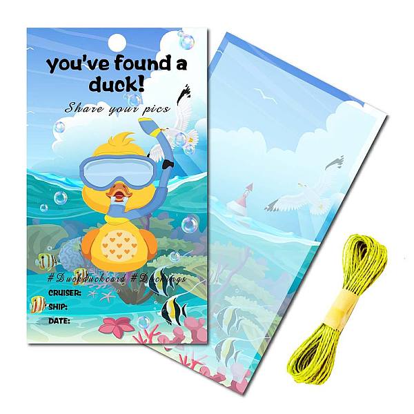 PandaHall CREATCABIN 50Pcs You've Been Ducked Cards Duck Tags Duck Duck Ducking Game Card DIY Blue Duck Card with Hole and Twine for Jeeps...