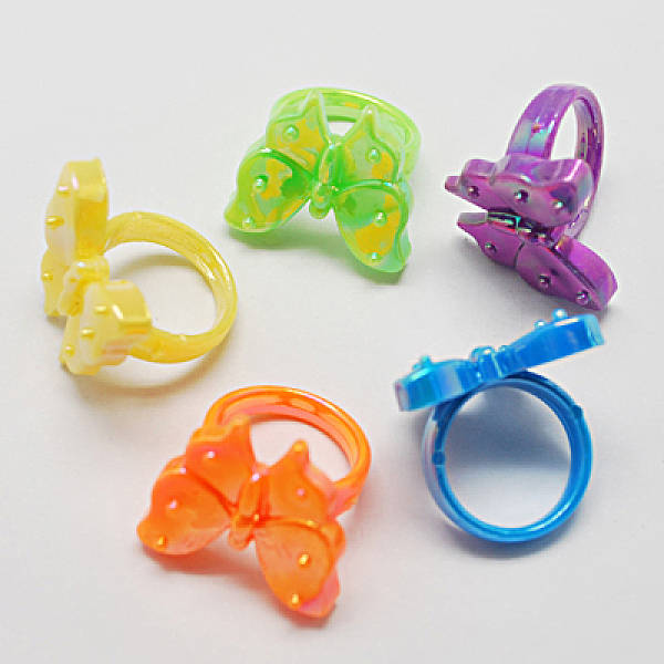 

PandaHall Acrylic Rings for Kids, AB Color, Mixed Color, US Size 4 1/4(15mm) Acrylic Multicolor