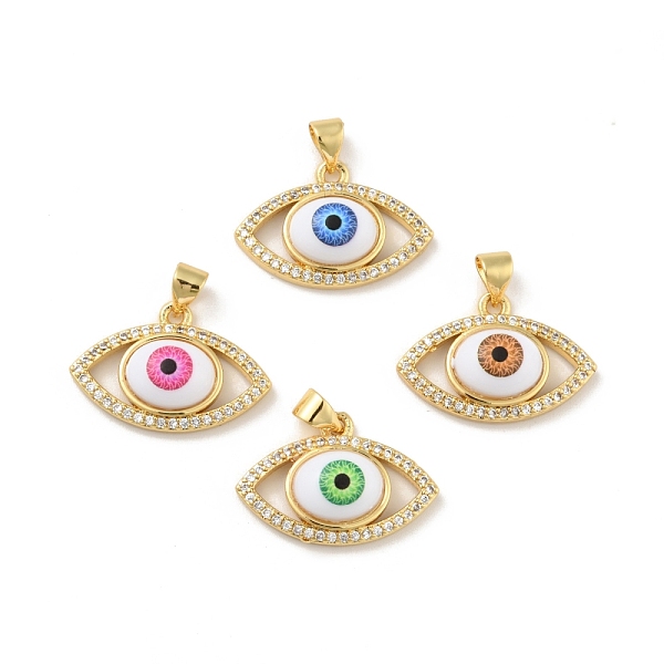 

PandaHall Brass Micro Pave Cubic Zirconia Pendants, with Acrylic, Cadmium Free & Lead Free, Long-Lasting Plated, Evil Eye, Real 18K Gold..., Multicolor