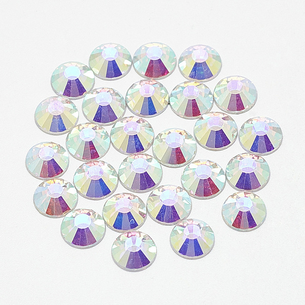 

PandaHall Flat Back Glass Rhinestone Cabochons, Back Plated, Half Round, Crystal AB, SS12, 3mm, about 1440pcs/bag Glass Rhinestone Half..., Clear