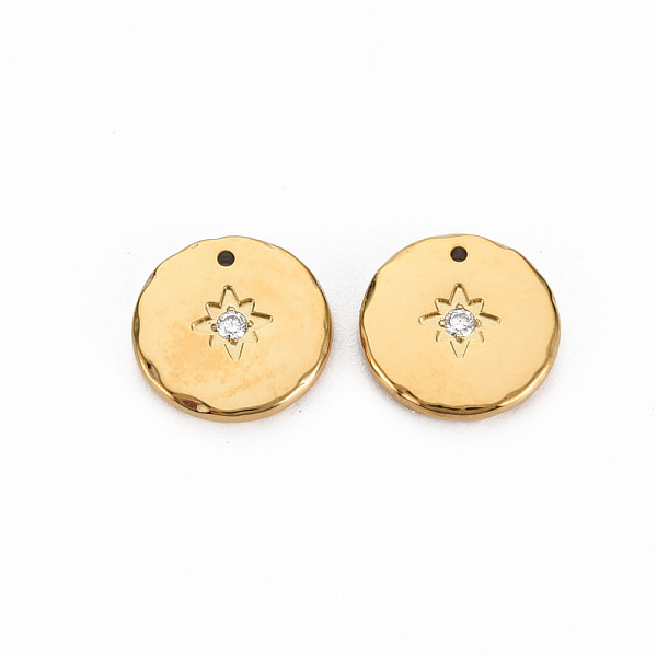 

PandaHall Ion Plating(IP) 304 Stainless Steel Charms, with Micro Pave Clear Cubic Zirconia, Cadmium Free & Nickel Free & Lead Free, Flat...