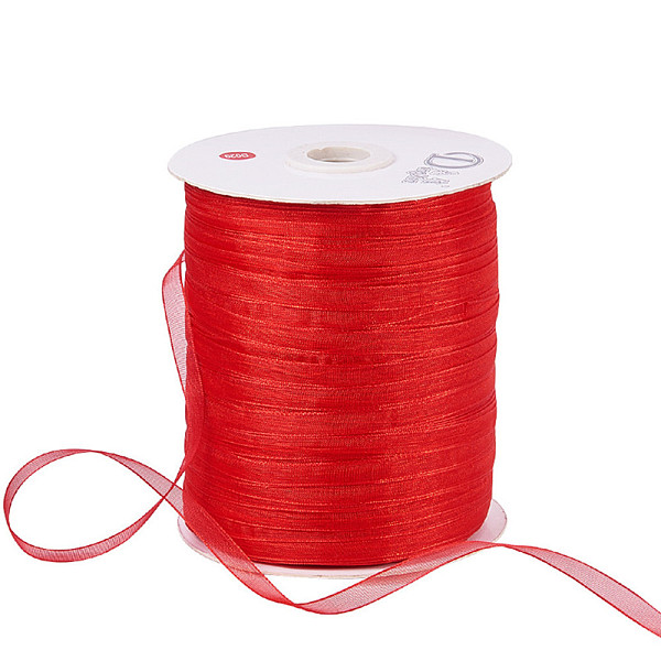 

PandaHall Organza Ribbon, Red, 1/4 inch(6mm), 500yards/Roll(457.2m/Roll) Polyester None Red