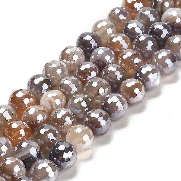 

PandaHall Electroplated Natural Botswana Agate Round Beads Strands, Faceted(128 Facets), 10mm, Hole: 1.4mm, about 38pcs/strand, 14.96 inch...
