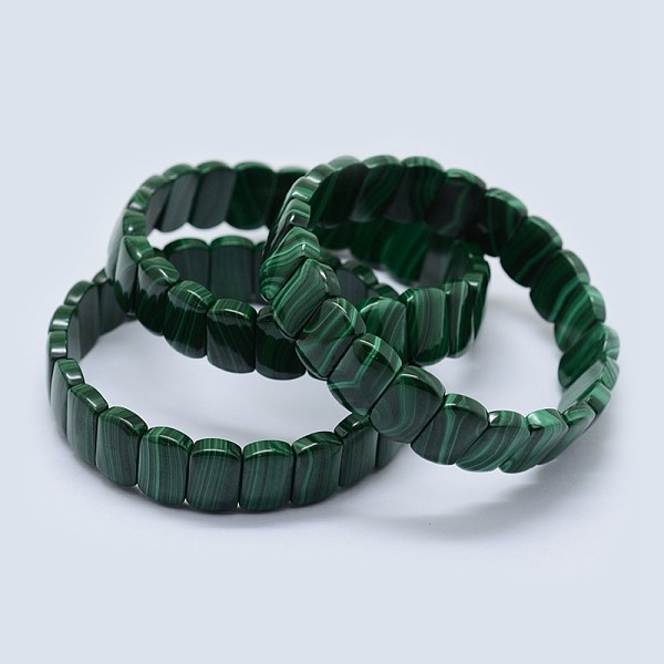 

PandaHall Natural Malachite Stretch Bracelets, Rectangle, 2 inch(5.1cm) Malachite