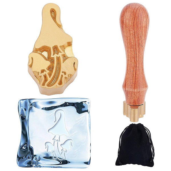 

PandaHall CRASPIRE 1Pc Golden Tone Brass Stamp Head, with 1Pc Rectangle Velvet Pouches and 1Pc Pear Wood Handle, for Wax Seal Stamp...