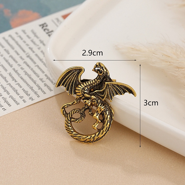 

PandaHall Dragon Alloy Brooch for Men, Antique Golden, 30x29mm Alloy Dragon