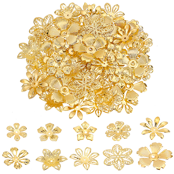 

PandaHall 200pcs Flower Bead Cap, 10 Styles Bead End Caps Filigree Spacer Beads Caps Metal End Charm Tibetan Caps for DIY Earrings...