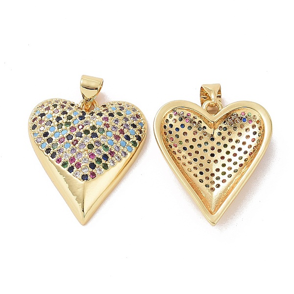 

PandaHall Brass Micro Pave Cubic Zirconia Pendants, Heart Charm, Real 18K Gold Plated, Colorful, 23x20x4mm, Hole: 3.5x4mm Brass+Cubic...