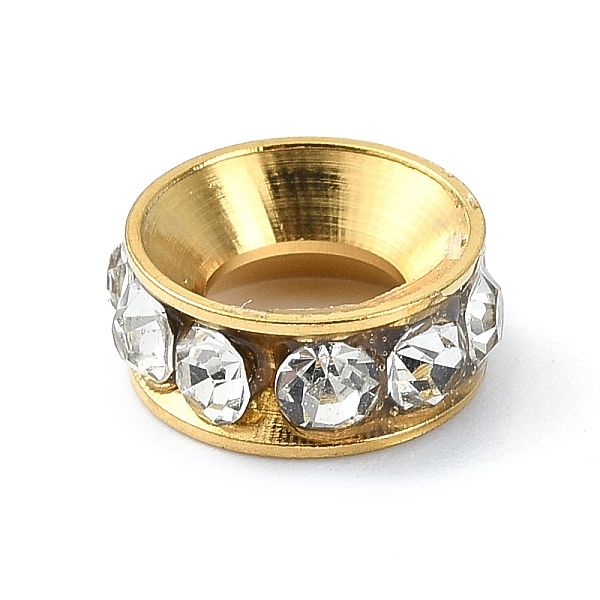 

PandaHall 304 Stainless Steel European Beads, with Rhinestone, Large Hole Beads, Column, Golden, 11x4.5mm, Hole: 5.5mm Stainless..., Clear
