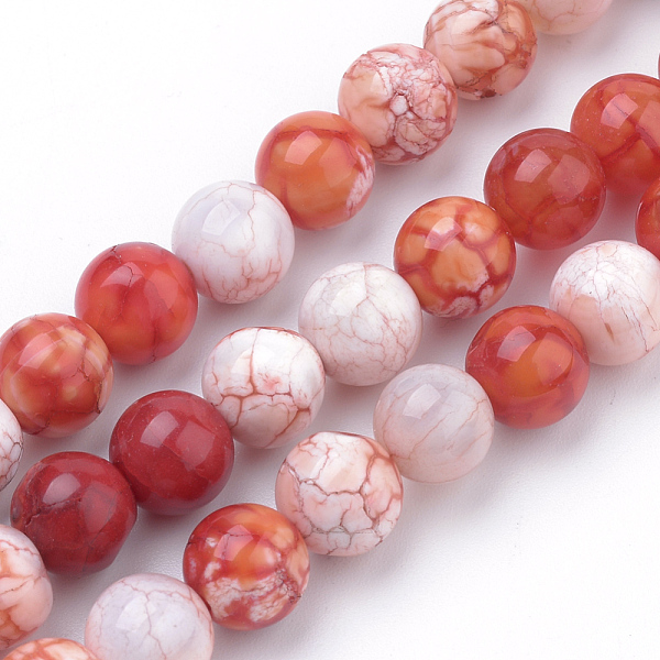 

PandaHall Natural Weathered Agate Beads Strands, Dyed, Round, Orange Red, 10mm, Hole: 1mm, about 40pcs/strand, 15.7 inch(39.8cm) Weathered...
