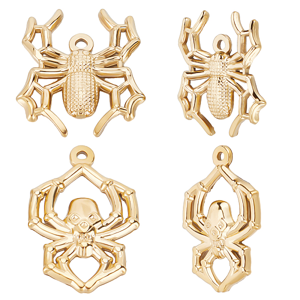 

PandaHall Beebeecraft 12Pcs 2 Style Halloween Theme 201 Stainless Steel Pendants, Spider Charm, Real 18K Gold Plated, 25~29x20~22.5x3mm...