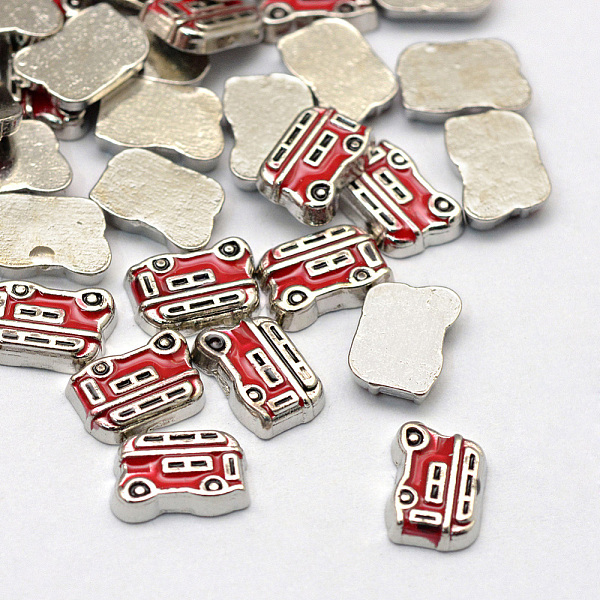 

PandaHall Enamel Style Alloy Cabochons, Floating Charms, DIY for Floating Lockets Glass Living Memory Lockets, Bus, Platinum, 9.5x7x2mm..., Red