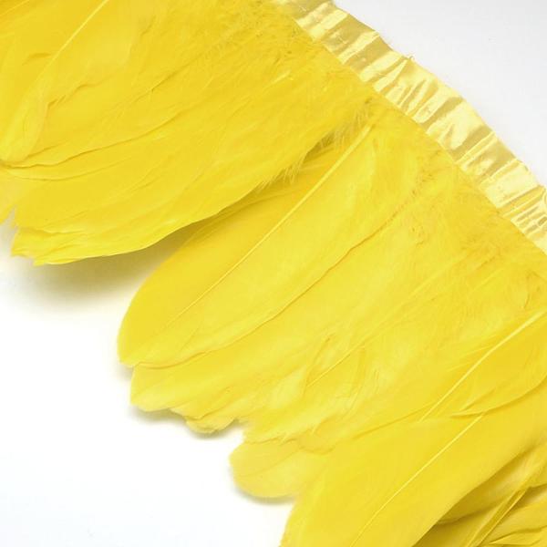 

PandaHall Fashion Goose Feather Cloth Strand Costume Accessories, Yellow, 100~180x38~62mm, about 2m/bag Feather Feather Yellow