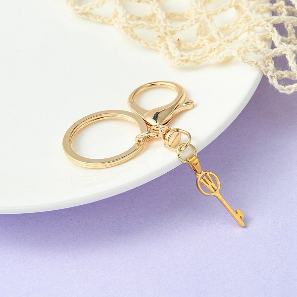 

PandaHall 304 Stainless Steel Initial Letter Key Charm Keychains, with Alloy Clasp, Golden, Letter W, 8.8cm Stainless Steel Letter W