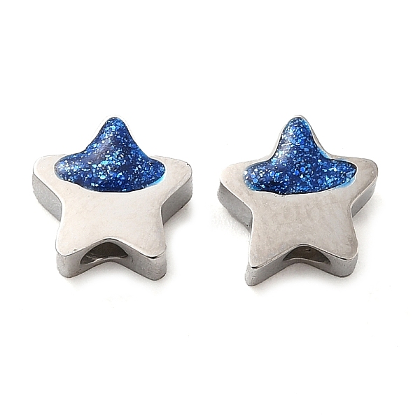 

PandaHall 304 Stainless Steel Beads, with Enamel, Star, Stainless Steel Color, 7.5x7.7x3.4mm, Hole: 1.7mm Stainless Steel+Enamel Star