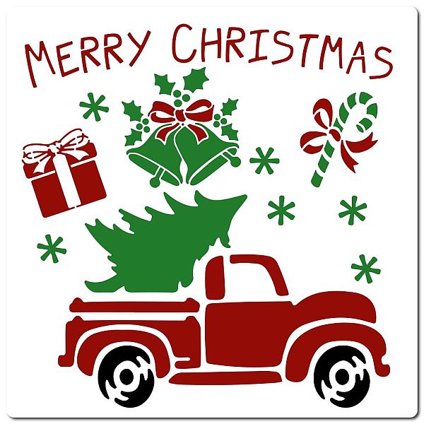

PandaHall PET Plastic Drawing Painting Stencils Templates, Square, White, Car, 30x30cm Plastic Car White