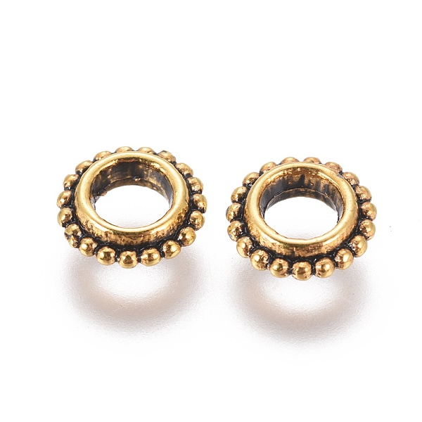 

PandaHall Tibetan Style Alloy Spacer Beads, Donut, Antique Golden, Lead Free & Cadmium Free, 8x2.5mm, Hole: 4mm Alloy Donut