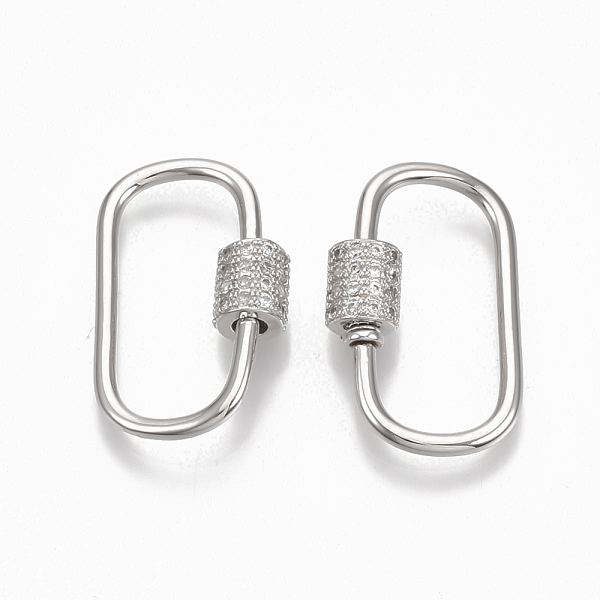 Brass Micro Pave Clear Cubic Zirconia Screw Carabiner Lock Charms