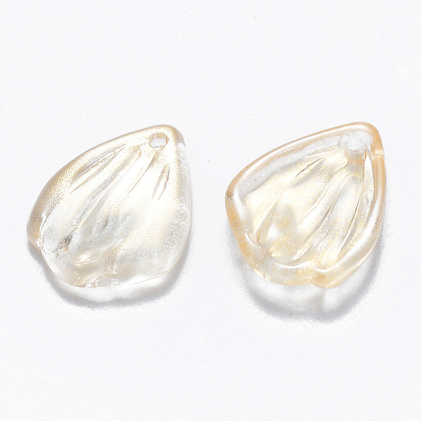 

PandaHall Transparent Spray Painted Glass Pendants, with Glitter Powder, Petal, Light Goldenrod Yellow, 19x15x3.5mm, Hole: 1mm Glass Flower...