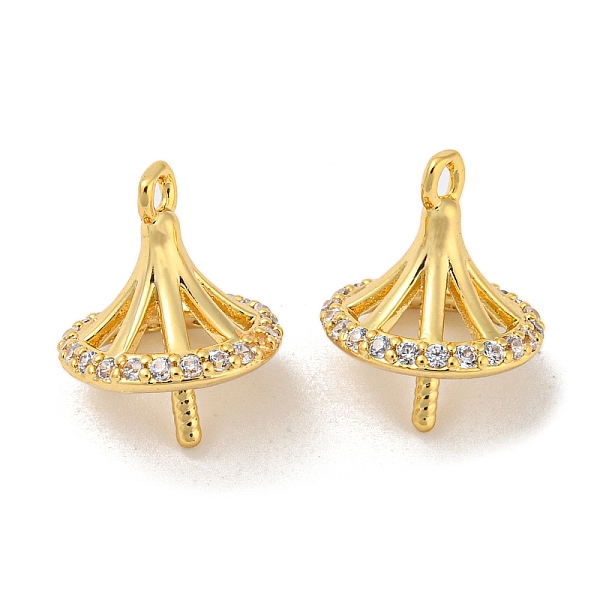 

PandaHall Brass Micro Pave Cubic Zirconia Pendants, Real 16K Gold Plated, 9x11mm, Hole: 1.2mm Brass+Cubic Zirconia Round Clear