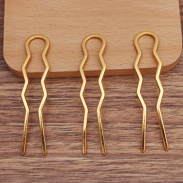

PandaHall Alloy Hair Forks Findings, Hair Accessories, U Shape Wave Barrette, Golden, 70x15x1mm Alloy