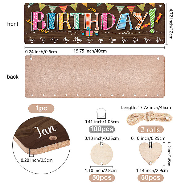 

PandaHall DIY Wooden Calendar Listing Board Kits, Family Birthday Board, Including MDF Boards, Iron Open Rings and Hemp Rope, for Home Wall...