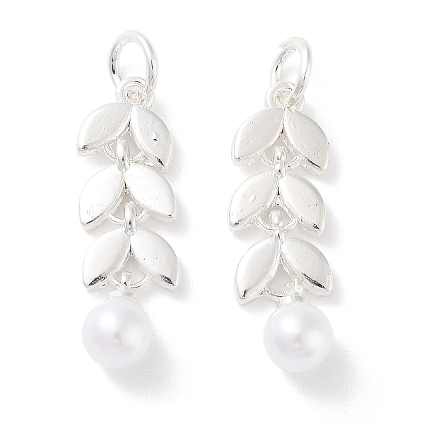 

PandaHall Alloy ABS Bead Pendants, with Jump Ring, Leaf, Matte Silver Color, 28x8.5x6mm, Hole: 4mm Alloy Leaf White