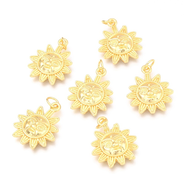 

PandaHall Alloy Pendants, Long-Lasting Plated, with Jump Ring, Sun, Real 18K Gold Plated, 20.5x17x3mm, Hole: 3.5mm Alloy Sun