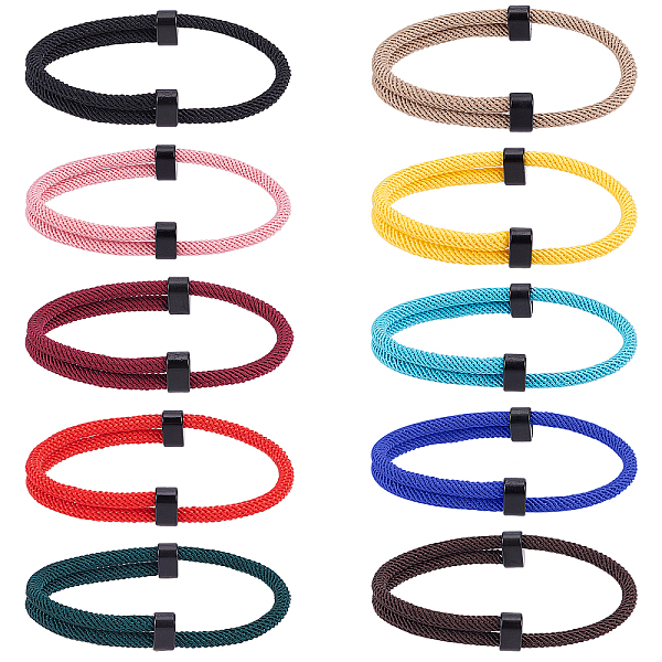 

PandaHall CHGCRAFT 10Pcs 10 Colors Braided Rope Nylon Cord Bracelet, Athletic Cool Adjustable Bracelet for Men Women, Mixed Color, Inner..., Multicolor