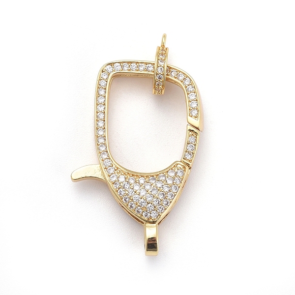 

PandaHall Brass Micro Pave Cubic Zirconia Lobster Claw Clasps, with Bail Beads/Tube Bails, Clear, Golden, Clasp: 31x20.5x6.5mm, Hole...