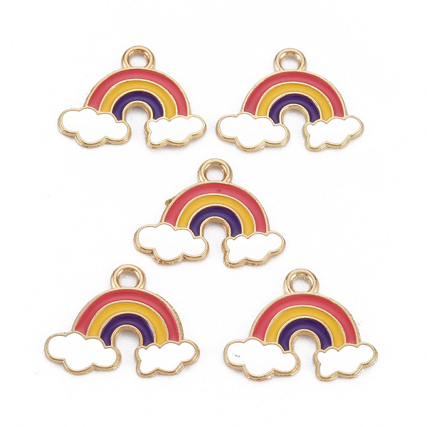 

PandaHall Alloy Enamel Pendants, Light Gold, Cadmium Free & Nickel Free & Lead Free, Rainbow, Indigo, 14.5x19x1mm, Hole: 2mm Alloy+Enamel..., Purple