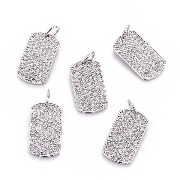 

PandaHall Brass Micro Pave Cubic Zirconia Pendants, with Jump Rings, Rectangle, Clear, Platinum, 16x9x1.5mm, Hole: 3.5mm Brass+Cubic...