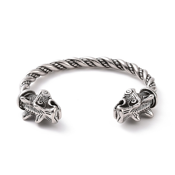 

PandaHall 304 Stainless Steel Dragon Open Cuff Bangle for Men Women, Antique Silver, Inner Diameter: 2-5/8 inch(6.55cm) 304 Stainless Steel