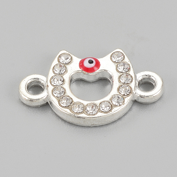 

PandaHall Alloy Rhinestone Links connectors, Cadmium Free & Lead Free, Horseshoes with Evil Eye, Red, Silver Color Plated, 17.5x10.5x2.5mm...