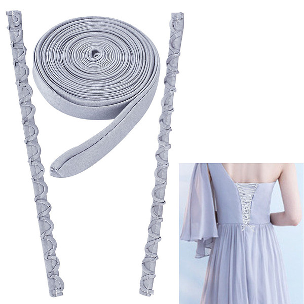 PandaHall BENECREAT 1 Set Women's Wedding Dress Zipper Replacement, Adjustable Fit Satin Corset Back Kit, Lace-up Formal Prom Dress, Silver...