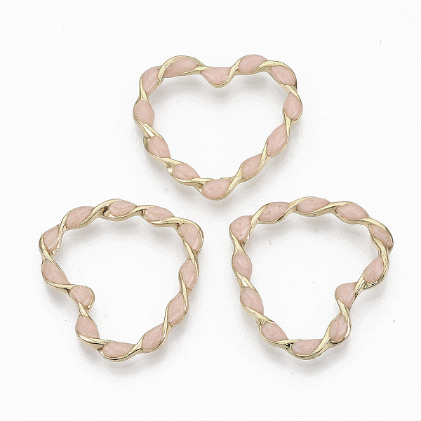 

PandaHall Eco-Friendly Alloy Linking Rings, with Enamel, Twisted Heart, Light Gold, Light Coral, 30x32x3mm Alloy Heart Red