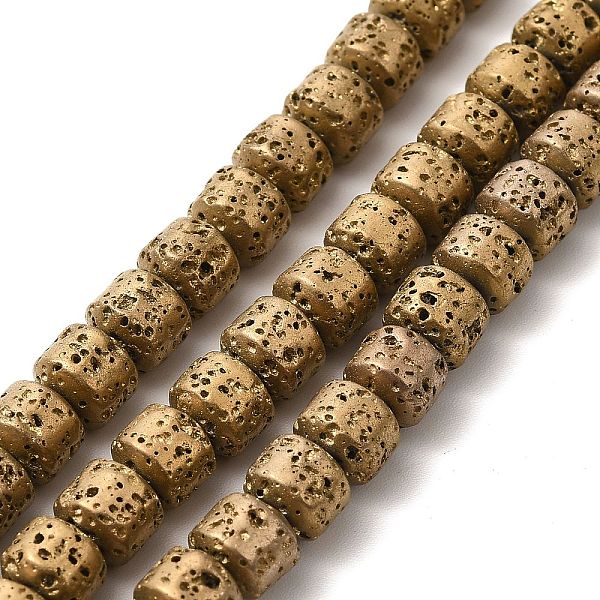 

PandaHall Electroplated Natural Lava Rock Beads Strands, Rondelle, Golden Plated, 6x7mm, Hole: 1mm, about 67~68pcs/strand, 15.35~15.75 inch...