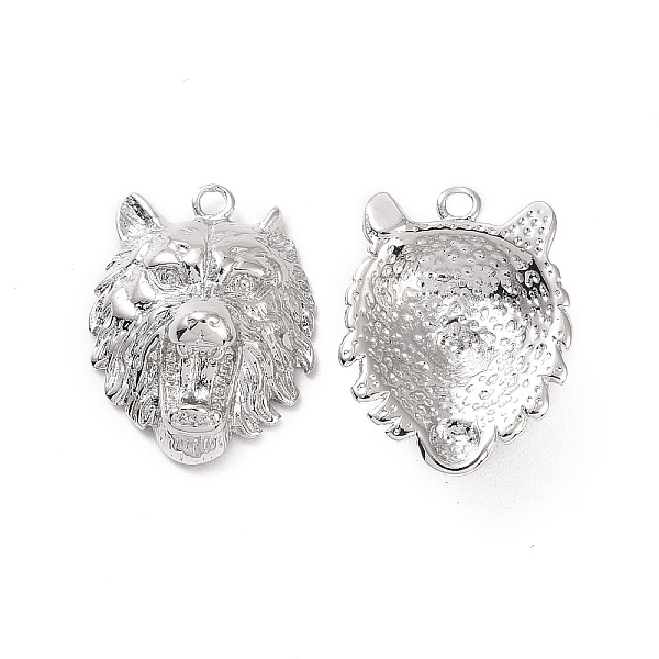 

PandaHall Ion Plating(IP) Brass Pendants, Lion, Real Platinum Plated, 18x14x6mm, Hole: 1.4mm Brass Lion